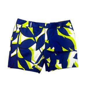 WORTHINGTON Blue & neon green floral Print Shorts pockets stretch nwt size 4